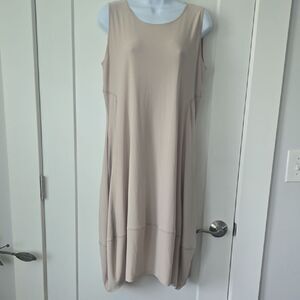MarlaWynne Tan Sleeveless Crew Neck Sheath Dress